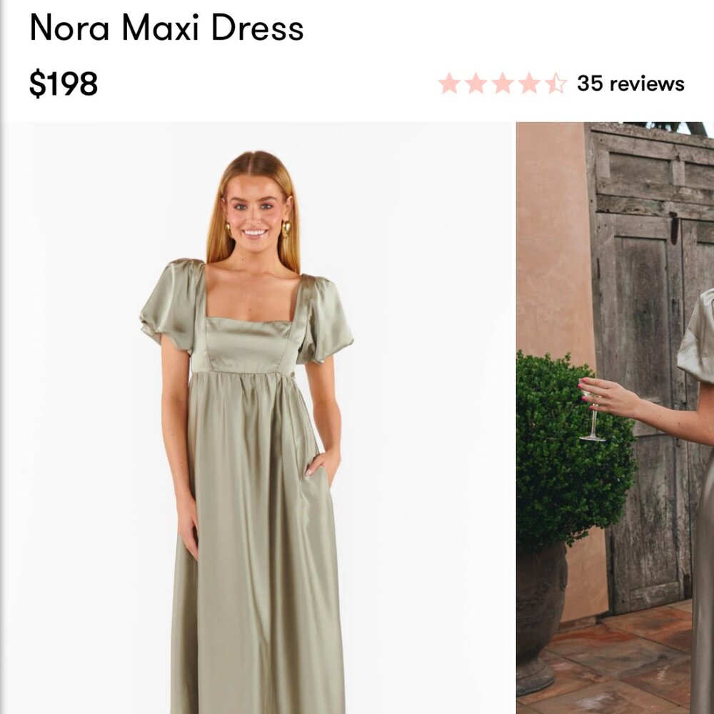 Show Me Your Mumu Nora Maxi Dress in Moss Green Luxe Satin M
